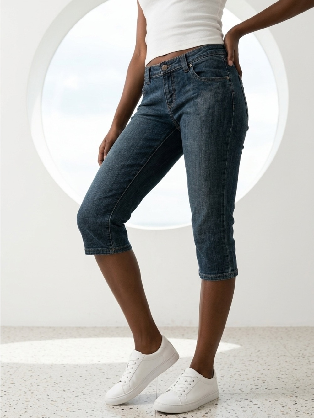 Levi Strauss Signature Y2K Skinny Cropped Classic Blue Denim Jeans Size 8